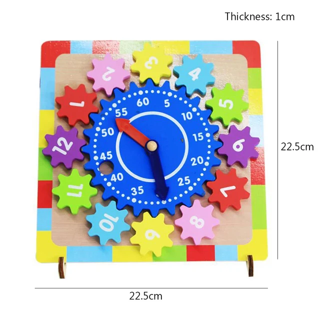 Kid Wooden Gear Block Multicolor Digital Clock Jigsaw Puzzle Kids Educational Toys for Children Gift 6