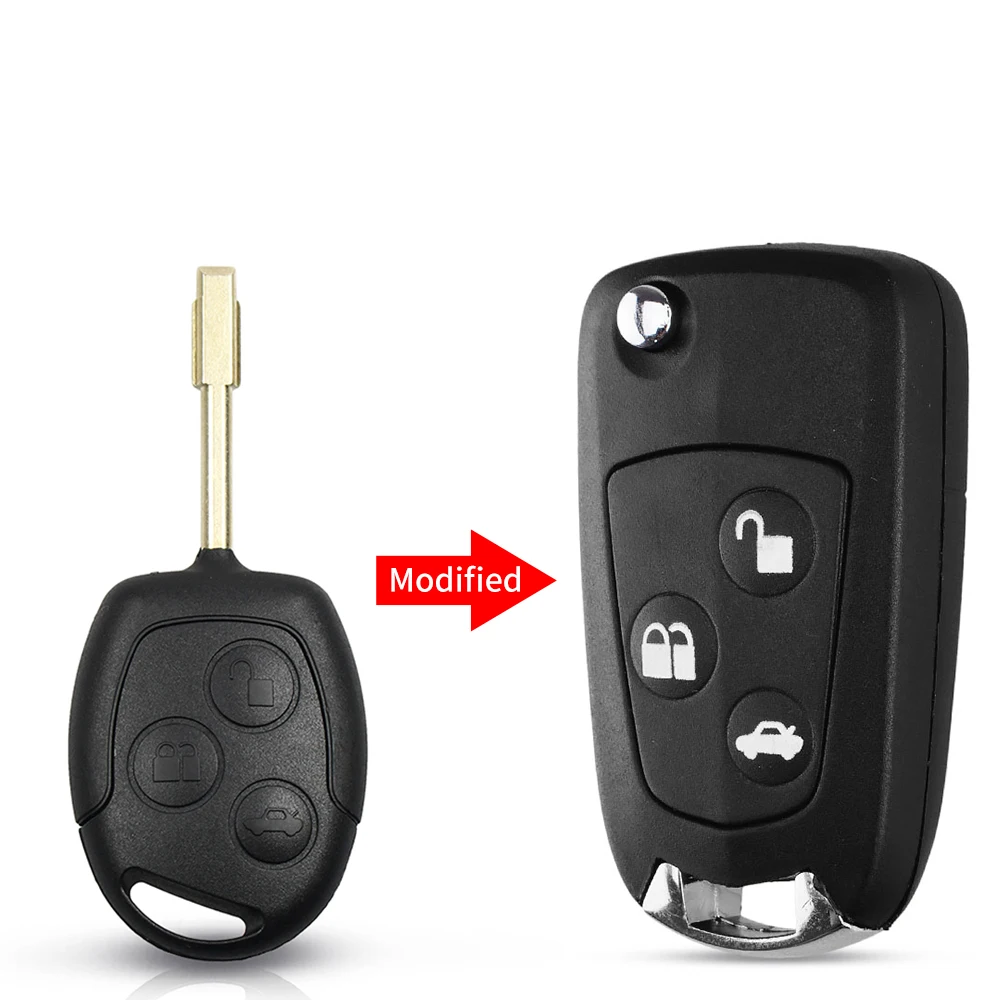 KEYYOU 3 pulsanti modificato chiave a distanza Flip Fob Shell per Ford Focus Mondeo Fiesta C-MAX Fusion Transit KA Uncut Key Case Stying - He3ea88c5ef17452284e8cf47d8747709e