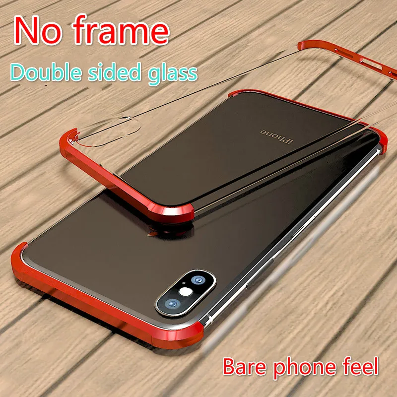 Для iPhoneXS max двойное стекло в рамке borderless magnetic 7 8 Plus Чехол для мобильного телефона XR