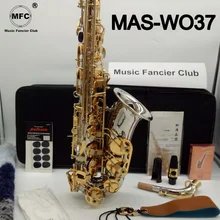 Музыкальный Fancier-клуб альт-саксофон MAS-WO37 никелированные позолоченные Ключи Саксофон альт-Лигатура мундштука тростник для шеи музыкальный инструмент