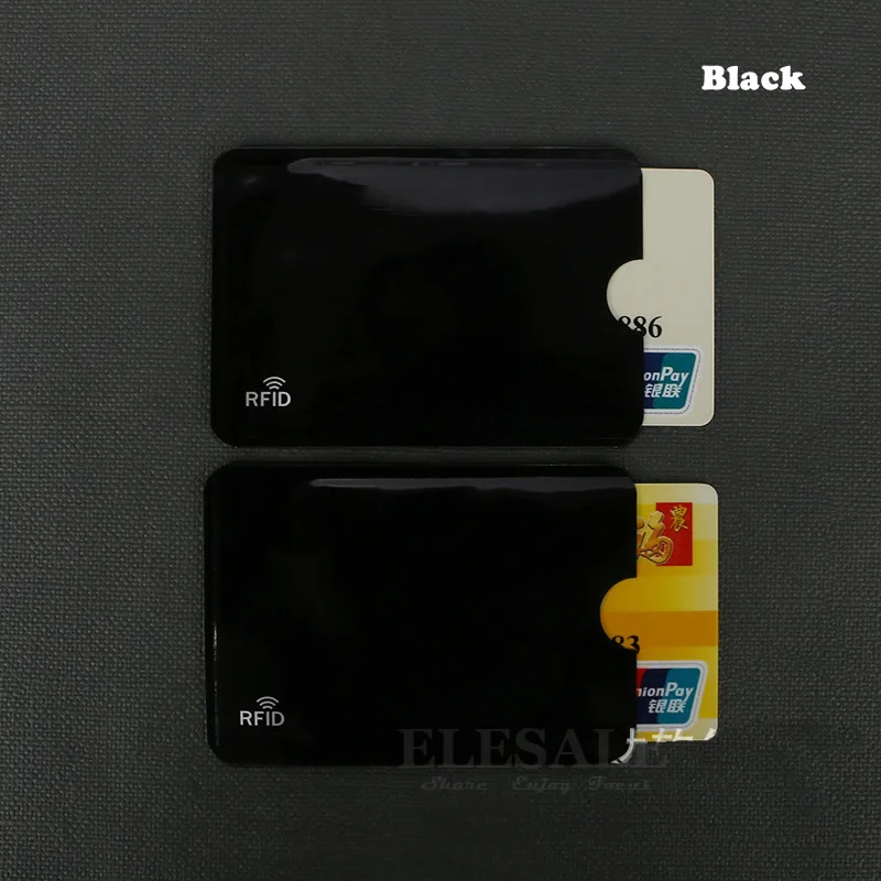 Black 10 шт. анти-сканирующая карта рукав Кредитная RFID карта протектор Анти-магнитная алюминиевая фольга портативный банк держатель для карт - Цвет: Black