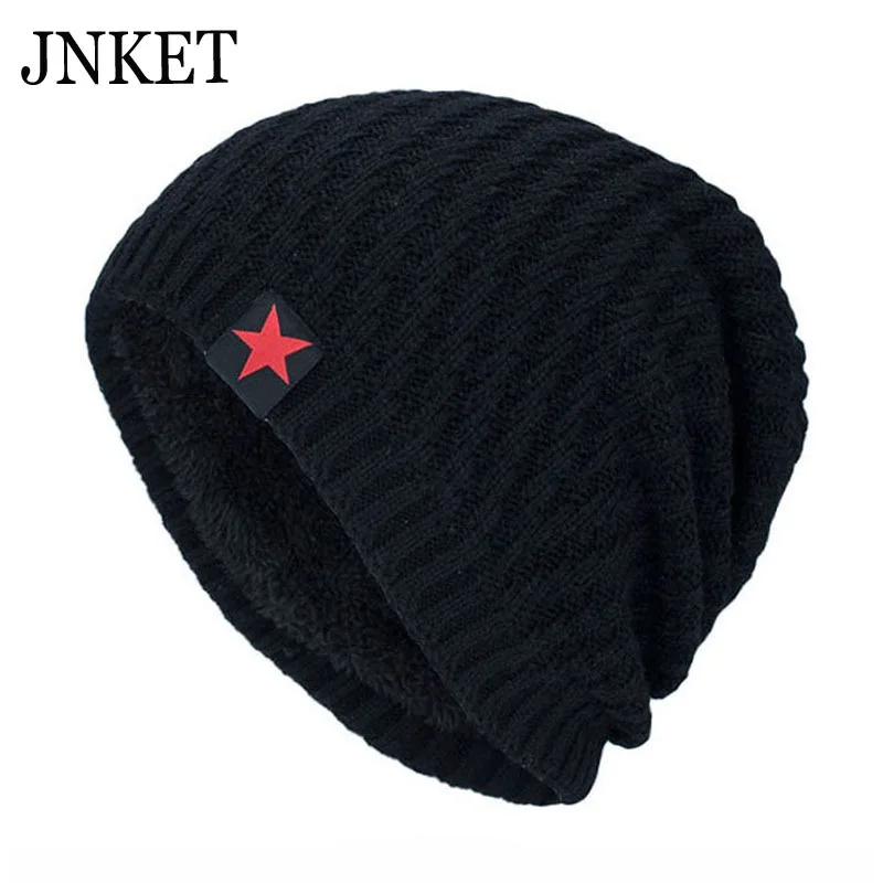JNKET модные серьги в виде пятиугольной звезды жаккардовые Для мужчин Для женщин вязаная шапка Тюбетейка зимние теплые Подкладка из флиса шапки-бини шапка Повседневное шляпа без полей
