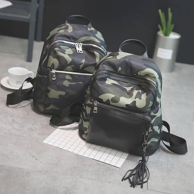 

2019 New Style Camouflage Nylon WOMEN'S Backpack Fashion & Sports Trend GIRL'S Camouflage Backpack a Generation of Fat