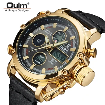 

Oulm Men's Sport Quartz Watch Army Military WristWatch LED Digital Waterproof Sport Watches Quartz Clock Relogio Masculino