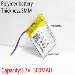 3,7 V 500 mAh 502535 литий-полимерный литий-po Li ion Перезаряжаемые Батарея ячейки для Mp3 MP4 MP5 gps Мобильный bluetooth