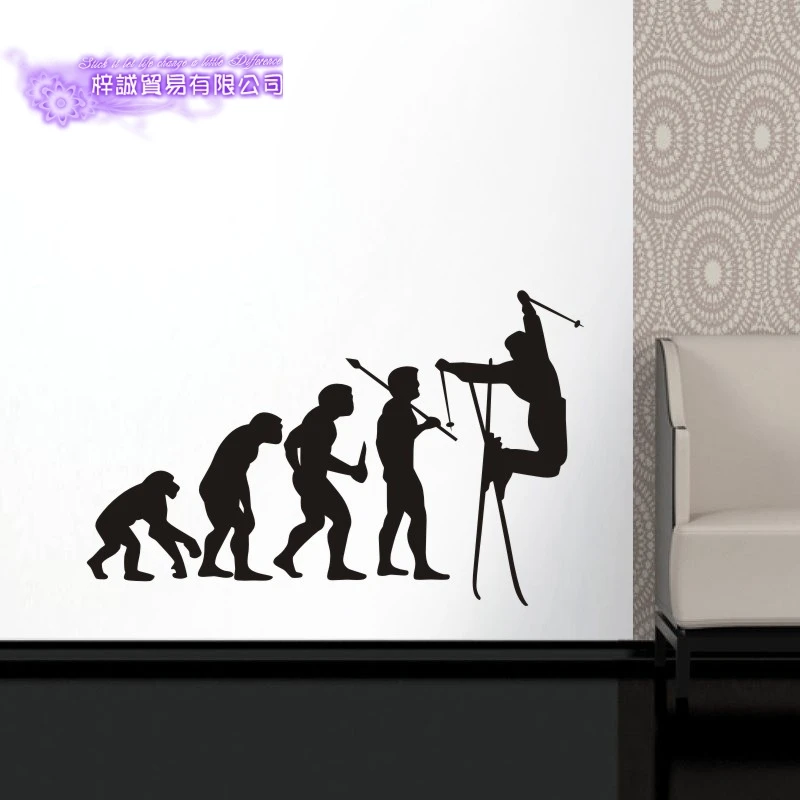 DCTAL Evolution Ski Car Sticker Snowboarding Decal Skiing Skating Posters Board Vinyl Wall Decals Decor Mural Ski Sticker