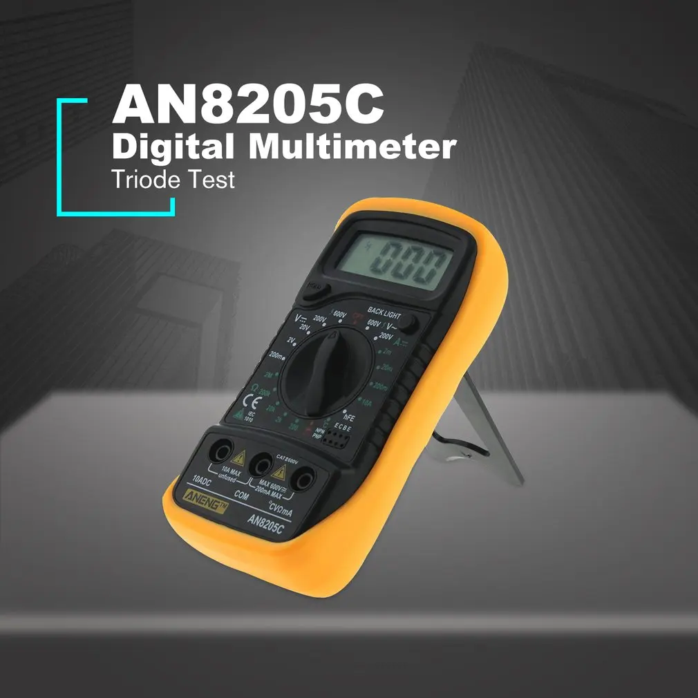 

Professional Digital Multimeter AN8205C LCD Display Digital Multimeter AC/DC Thermometry Ammeter Voltmeter Ohm Meter Tester