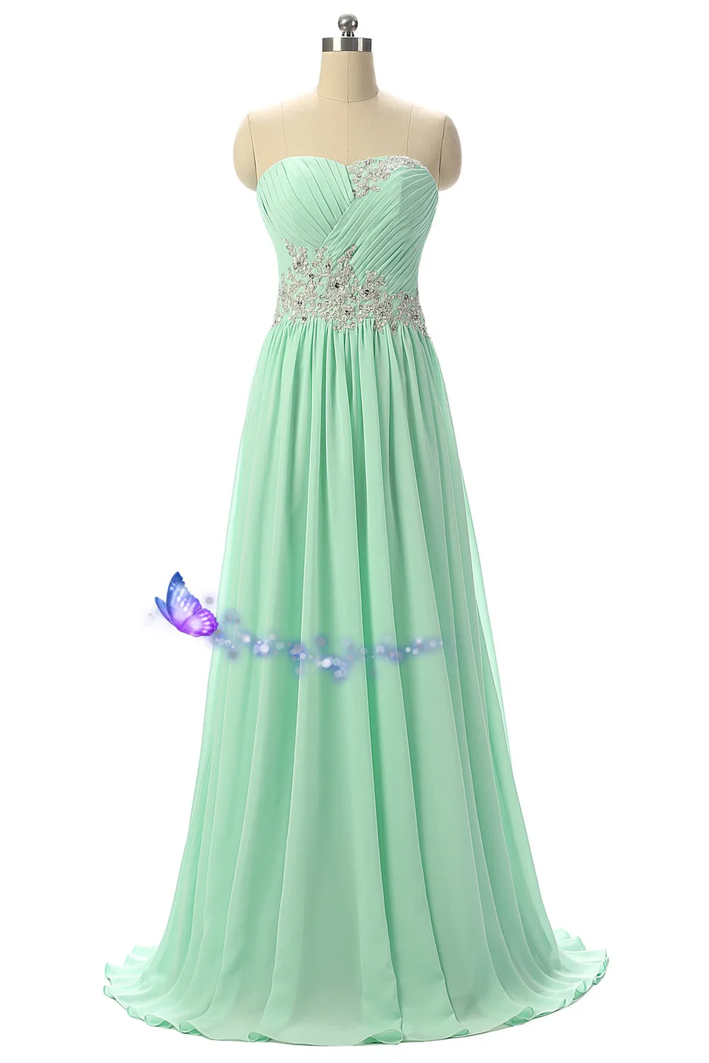 same as picture Vestido longo небесно-голубое шифоновое длинное платье подружки невесты дешевые плиссированные кружевные аппликации Бисероплетение Свадебные Вечерние платья Реальные фотографии - Цвет: same as picture