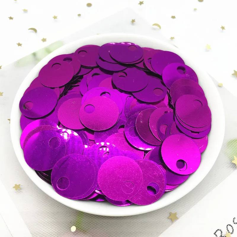 Matte Black Sequins 20mm Flat Round PVC Loose Paillettes with Big Side Hole Sequin DIY Sewing Garment Lentejuelas Para Coser 20g