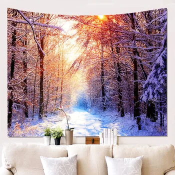 

Winter Sky Tree Wall Tapestry Hanging Painting Forest Landscape Blanket Art Large Tapestry Pattern Rustic Farmhouse Decor G5T