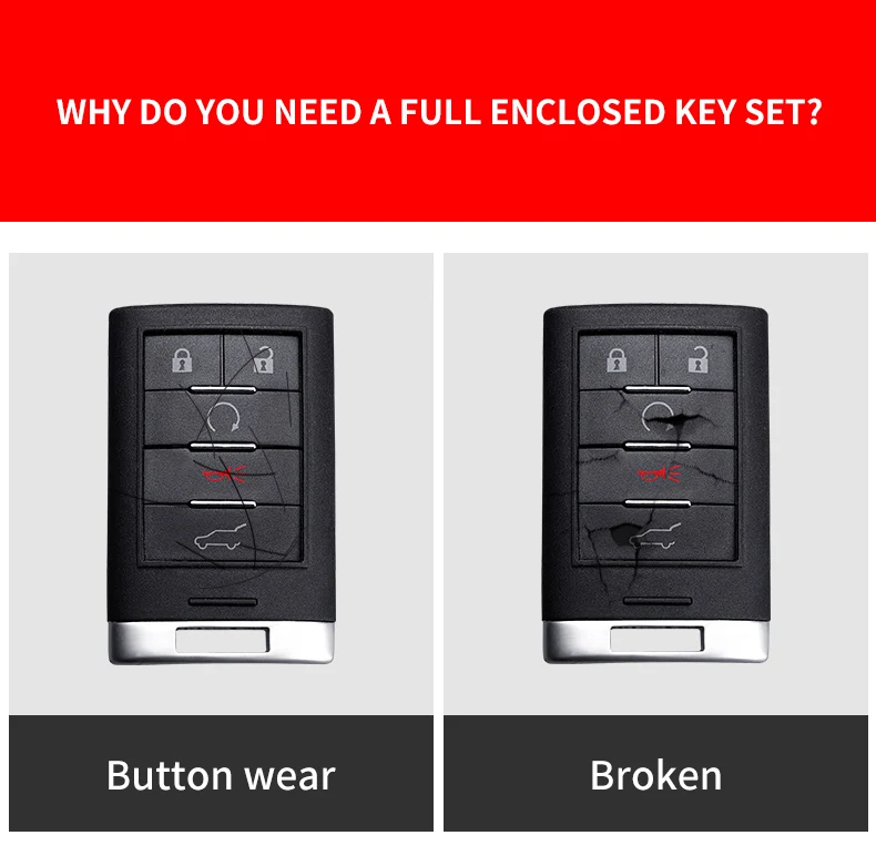 Carbon Fiber Car Smart Key Cover Case Fob For Cadillac DTS STS Escalade CTS SRX XTS ATS C7 2021 Protect Shell Accessories - He3eae5d0298f4407bc9a4c3c5a9889069