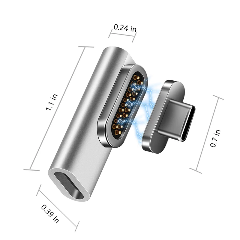 Магнитный USB C адаптер 20 контактов разъем типа C, поддержка PD 100 Вт быстрая зарядка, 10 GBP/s передача данных Совместимость с MacBook Pro