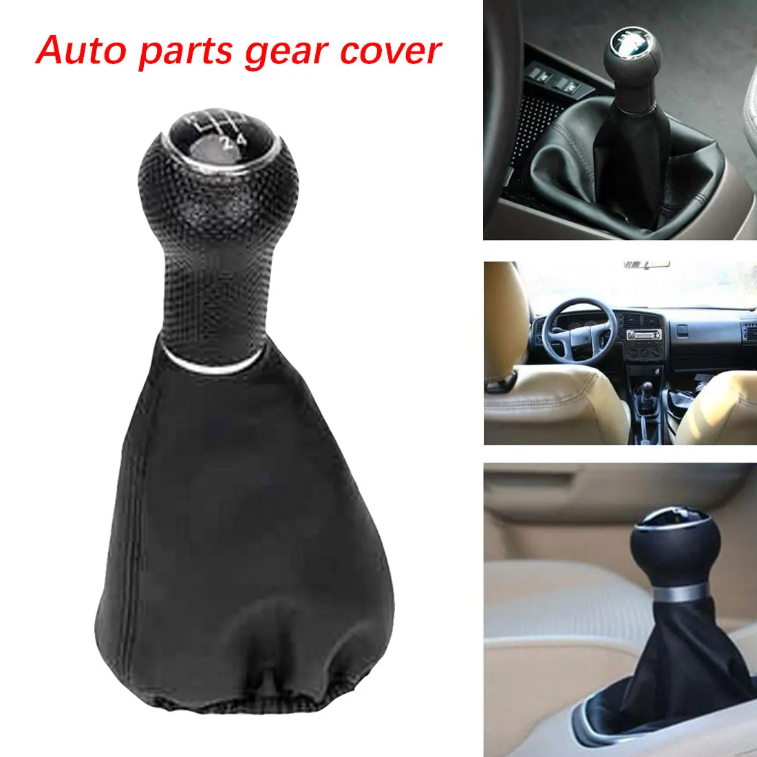 

Dewtreetali Black Leather Gear Shift Knob Boot 5 Speed For VW POLO ClASSIC Volkswagen Jetta Auto Accessories