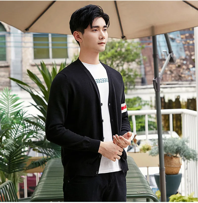 Модный брендовый хлопковый мужской свитер, осенне-зимний Кардиган, мужской вязаный свитер, мужской облегающий кардиган, свитера для мужчин, топы, свитера