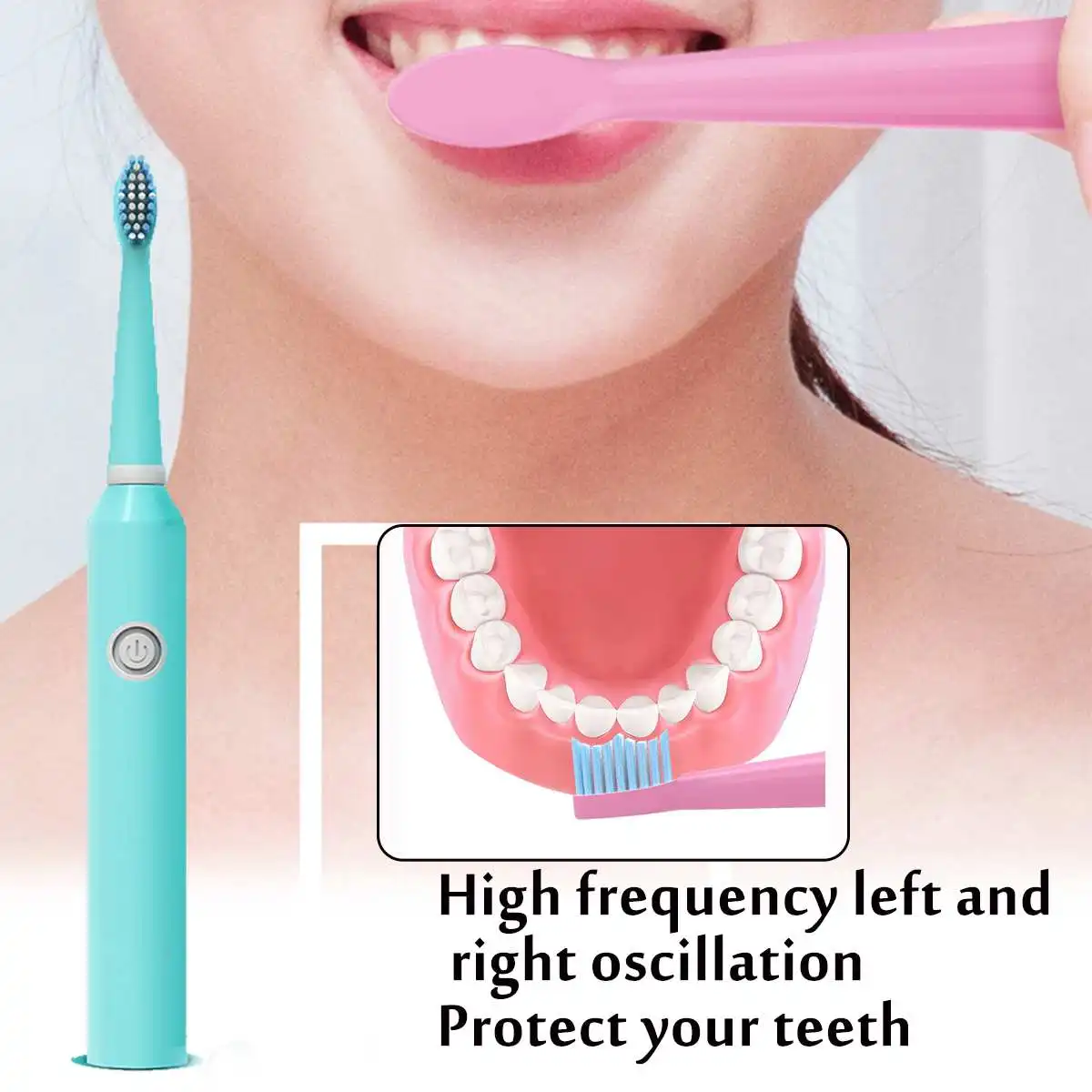 6 Stalls Soft Electric Toothbrush Acoustic Wave Vibration Waterproof with 4 Brush Head Replaceable Whitening Healthy Best Gift