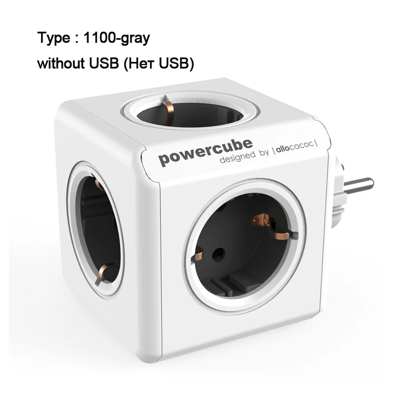 gray-without-USB Allocacoc умный дом Электрический адаптер plug Разъем питания ЕС Plug сетевой шнур USB порты путешествия расширение Multi перешли разъем - Цвет: gray-without-USB