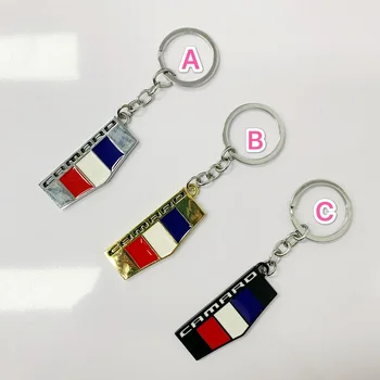 

3D Car Emblem Keychain Metal Key chain Fob Ring with National Flag for Camaro Chevrolet Keyring