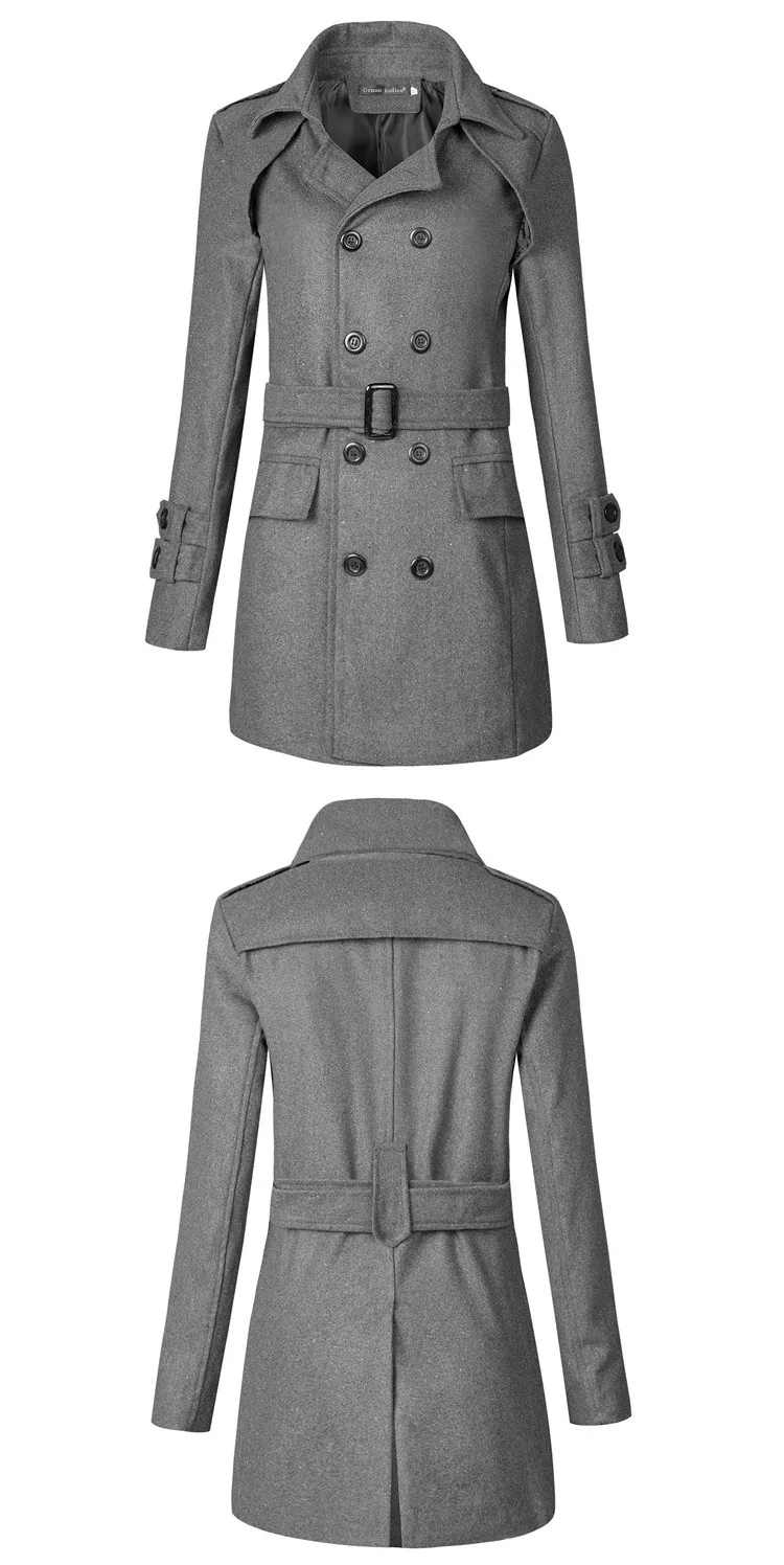 AliExpress г. Осенне-зимние импортные товары, стиль, Складывающийся воротник, ремень для мужчин, приталенный двубортный Тренч средней длины
