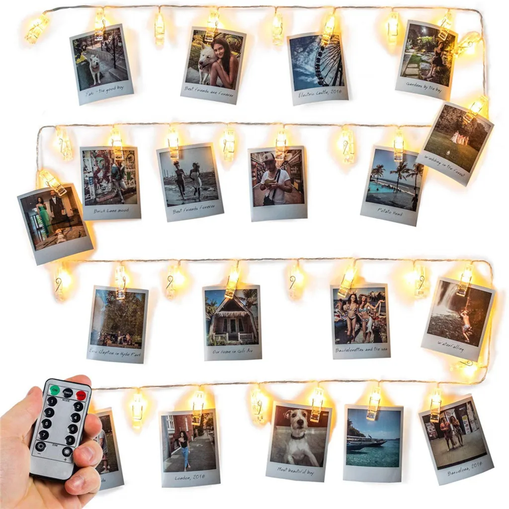 Photo Iight String 40 LED Iights Remote Control Battery Powered Warm White Iight Photo light string room wall decoration new#25