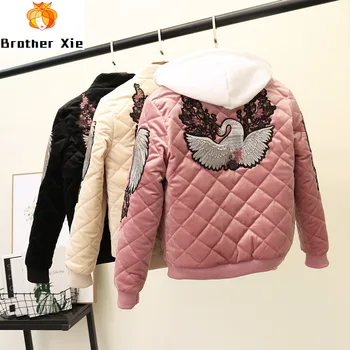 

2020 New Bomber Jaquetas Feminino Coat Women's Winter Casual Baseball Wear Students Thin And Velvet 100 Leather Jackets Cotton