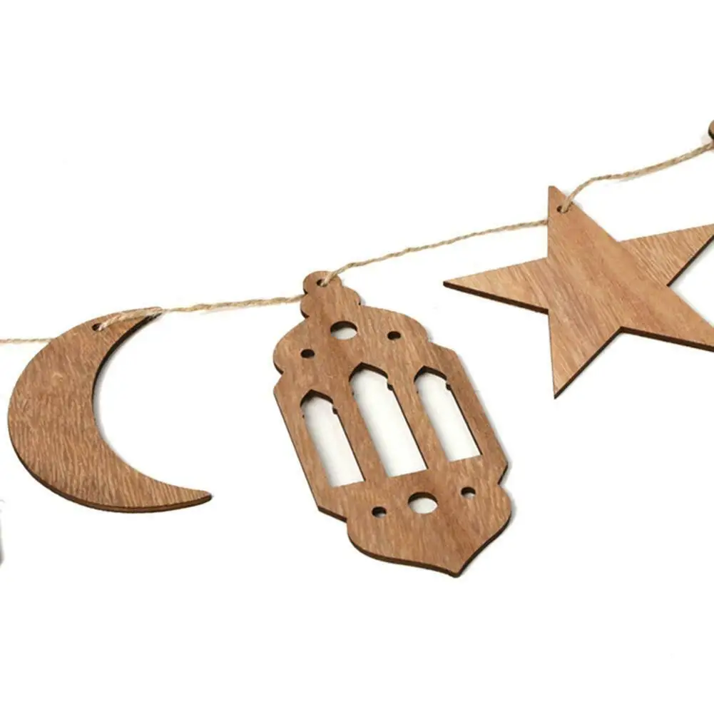 10 шт./компл. мусульманские Eid Рамадан Мубарак деревянные висячие DIY шерсть гирлянда со звездочками Луна ручной кулон ручной работы орнамент для украшения дома