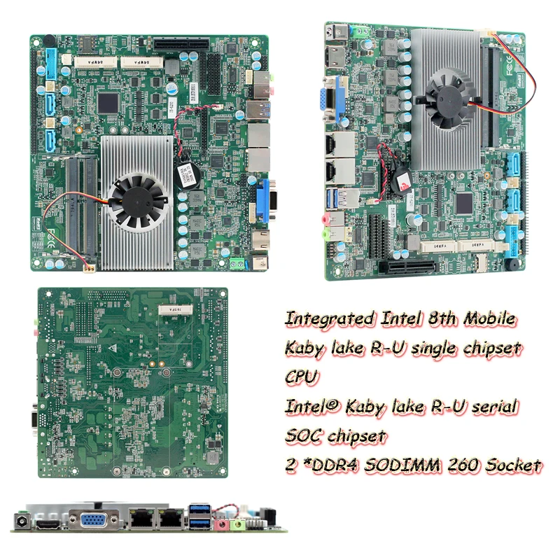 

i7-8650u CPU Intel 8th Mobile Kaby lake R-U mini itx motherboard 2 *DDR4 8G 32G SSD DC 12V 6*RS232 2*lan lvds motherboards