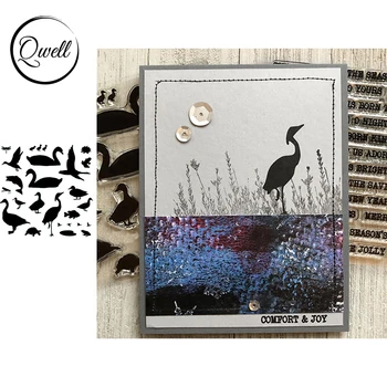 

QWELL 4*4 inch Clear Transparent Stamps Swan Heron Dragonfly Pattern For DIY Scrapbooking Crafts Paper Cards Making 2020