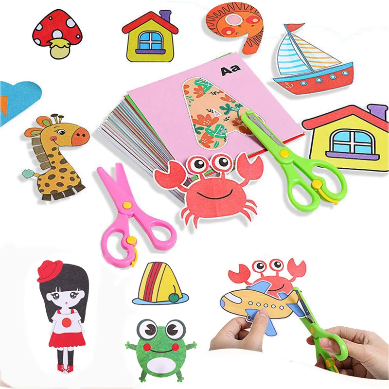 96 Pieces/Set DIY Kids Craft Animal Craft Paper Craft Learning Educational Toys Cartoon Colorful Paper Cut Toys