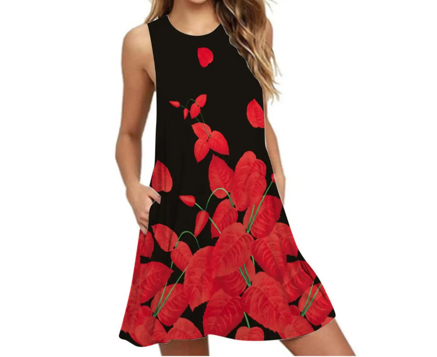 Платье жилет Женское с цифровым принтом без рукавов открытыми плечами и