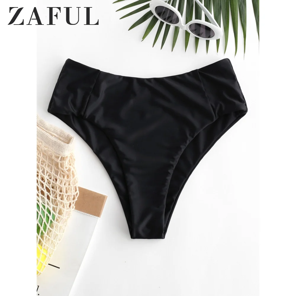 ZAFUL Women Seam High Leg Bikini Bottom ZAFUL Solid High Waisted Basic Swim Briefs 2020 New Type Shorts Swim Bottom Swim Briefs