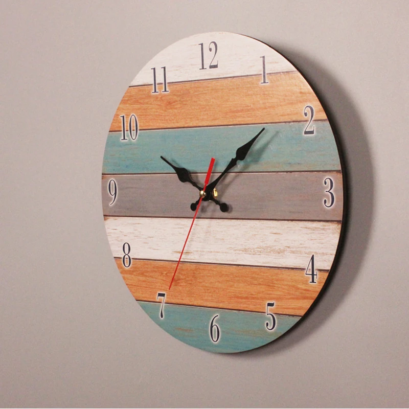 

Retro Wall Clock Modern Design Mechanism Vintage Digital Metal European Wooden Roman Craft Wall Clock Home Decorative Gift