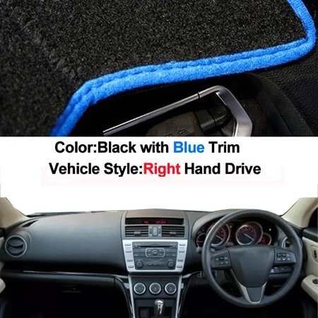 RHD Blue Крышка приборной панели автомобиля, коврик, ковровая накидка для MAZDA 6 2007-2012 ATENZA 2008-2011 GH1 серии LHD RHD 2 слоя авто солнцезащитный козырек - Название цвета: RHD Blue