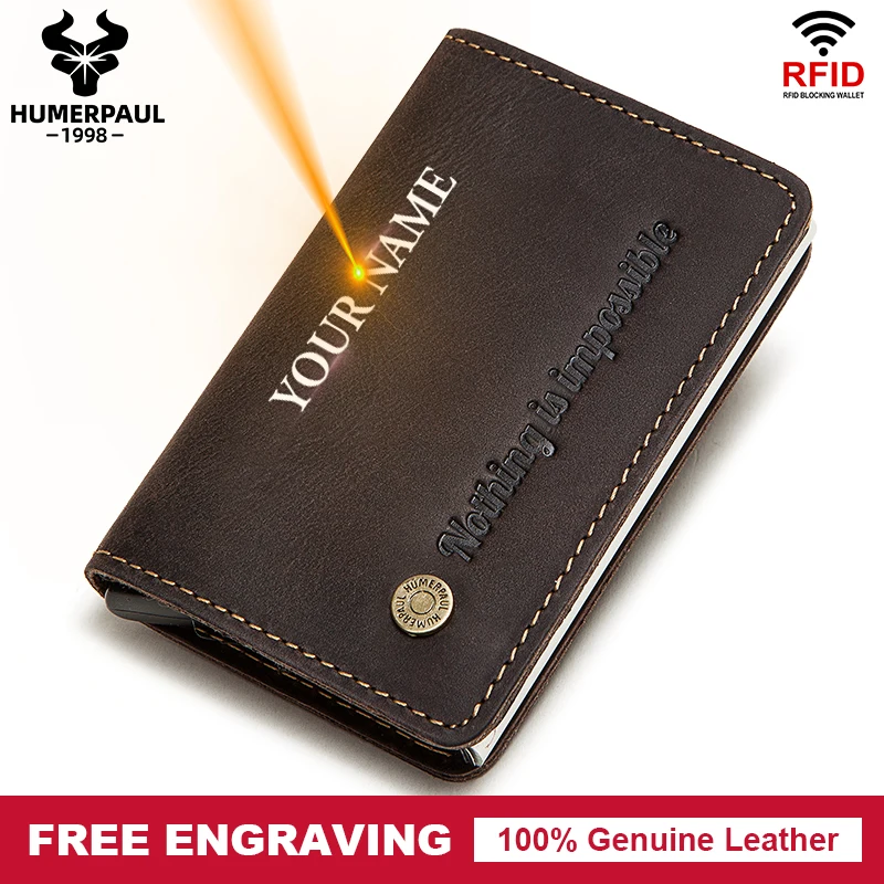 

Rfid Blocking Protection Men ID Credit Card Holder Wallet Fashion Metal Aluminum Automatic Business Card Holder Slim Mini Wallet