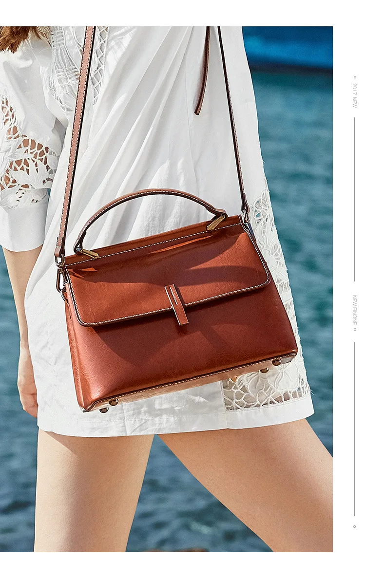 Cowhide lady's bag in summer leather bags women’s bags single shoulder sloping bag hand bag cowhide sloping straddle bags