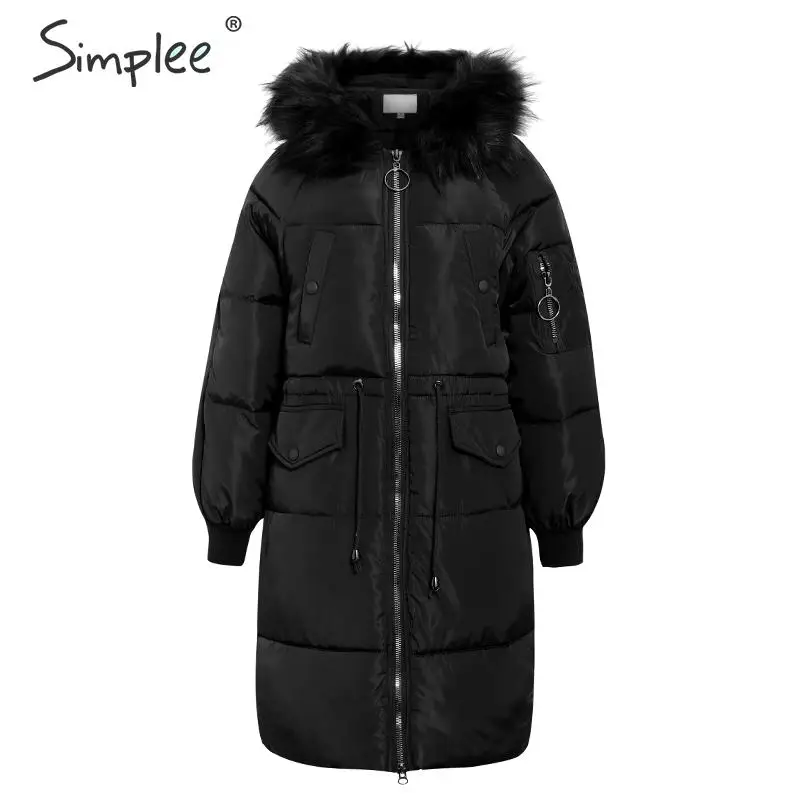 Simplee модные толстые женские зимние парки с меховым воротником и капюшоном на