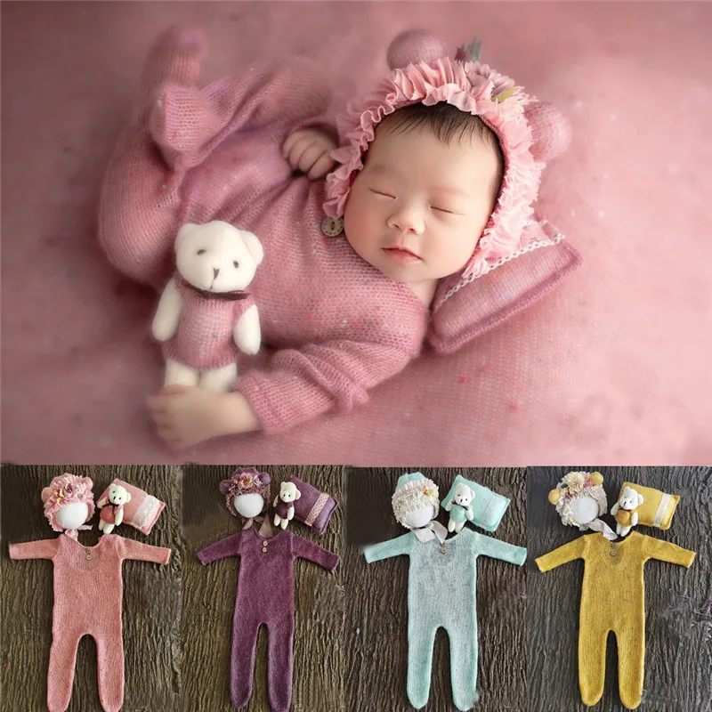 Accesorios de fotografía recién nacido de 0 a 1 mes, sombrero, mameluco para bebé niña, monos, atuendo, fotografía, estudio de bebé, accesorios de tiro, ropa
