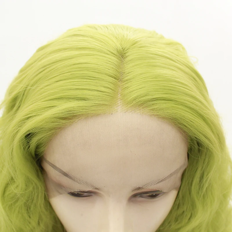 Сексуальный карнавальный светильник, завязанный вручную, зеленый цвет, натуральный Длинный свободный волнистый термостойкий парик из синтетических волос без клея