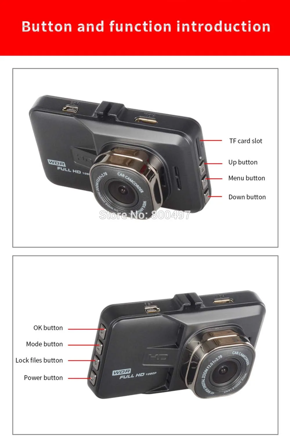 Автомобильный видеорегистратор FHD 1080P " 170 WDR ips видеорегистратор с двойным объективом g-сенсор парковочное Обнаружение движения камера ночного видения