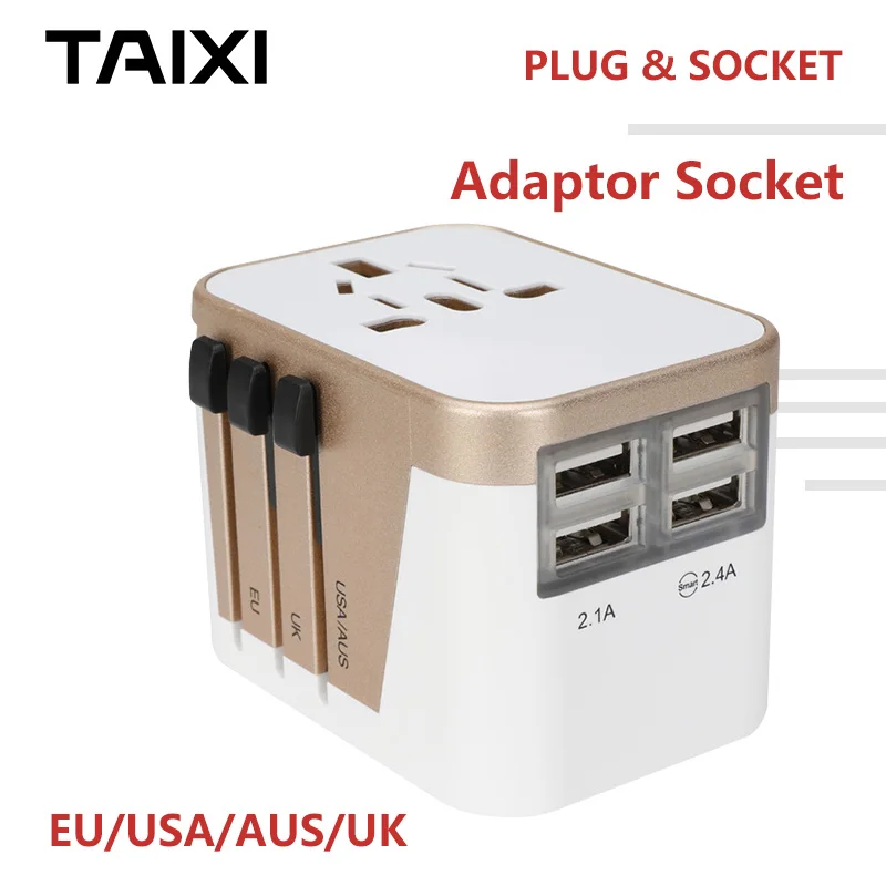 

Travel Adapter Socket Plug European EU American USA British UK Australian AUS Conversion Socket Universal 220 240 110V With USB