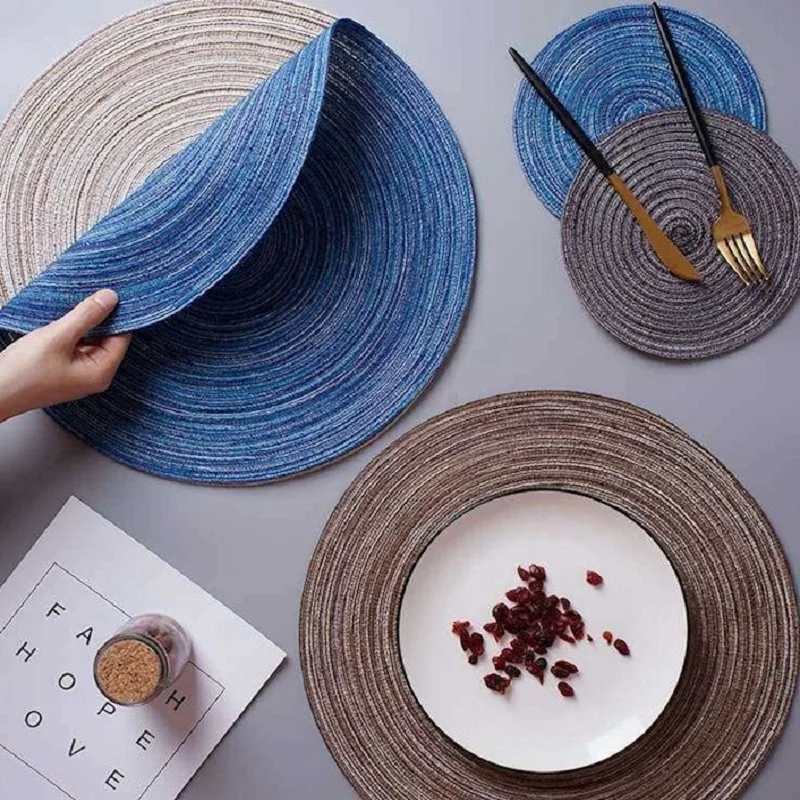 

Coaster Table Mat Ramie Insulation Pad Stand Solid Round Design Placemats Linen Non Slip Kitchen Furniture Accessories