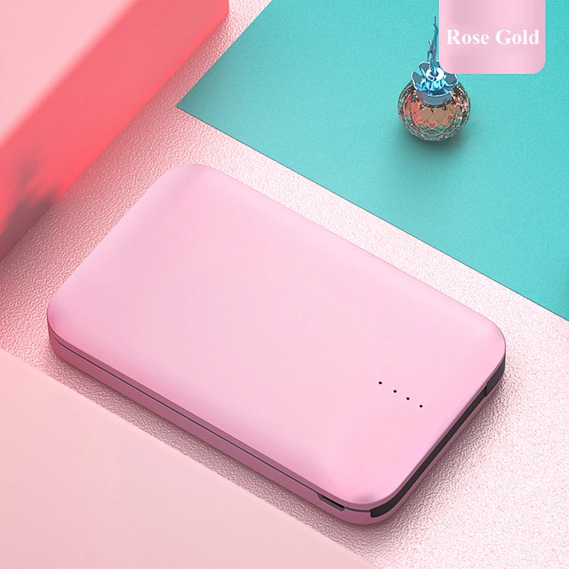 10000mAh Pink Nohon ультра тонкий 8 мм Внешний аккумулятор с кабелем 10000 мА/ч для iPhone huawei Xiaomi samsung usb type-C портативный зарядный мини внешний аккумулятор - Цвет: 10000mAh Pink