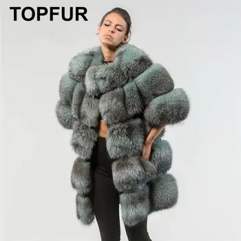 

TOPFUR 2019 New Fashion Winter Female Coat Real Fur Coat For Women Natural Fox Fur Outerwear & Coats Medium Sleeve Basic Jackets