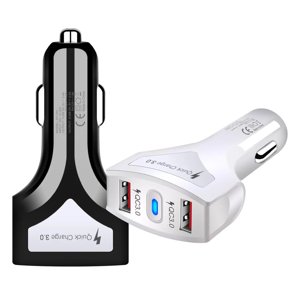 

Universal 2 USB Quick Charge 3.0 Car Charger QC3.0 LED Duble Fast Charging USB Car Charger for Iphone X 8 Plus Samsung Note 4 5