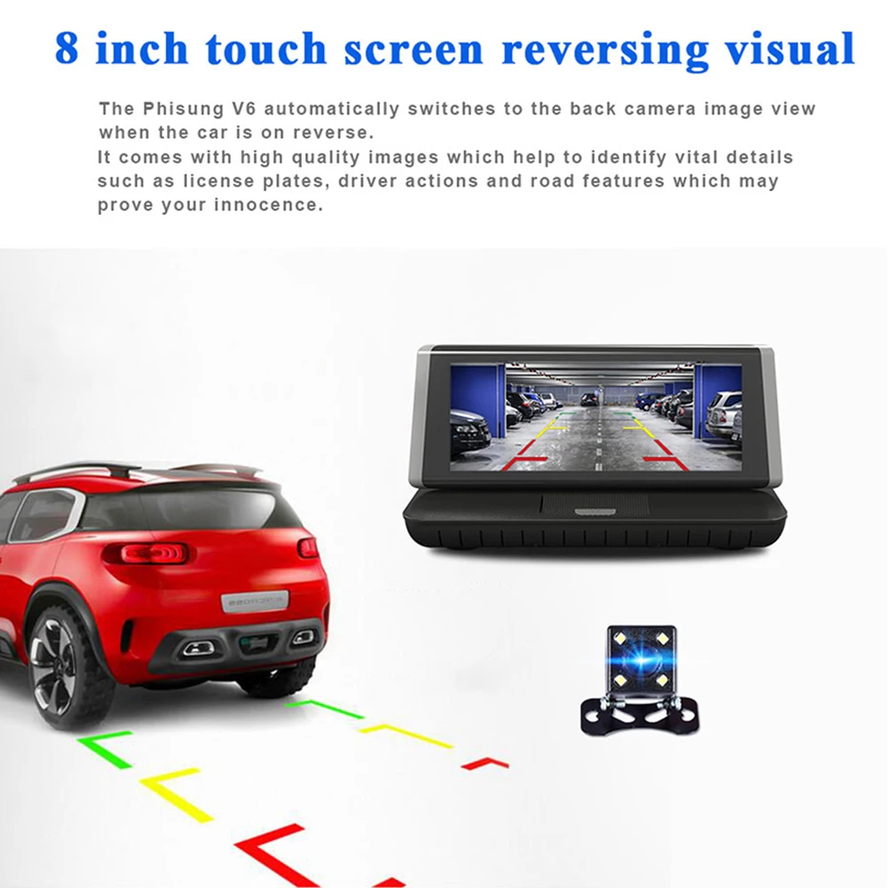 Универсальный " сенсорный 4G Android wifi gps Full HD 1080P видеорегистратор с двойным объективом регистратор ADAS Автомобильный видеорегистратор Камера для Phisung E02