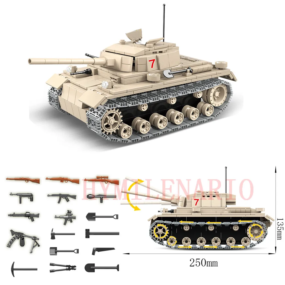 

2019 World War 2 WW2 Soldiers Germany Tank Armored Vehicle Military SWAT Army Building Blocks Bricks Assemble Xmas Toys