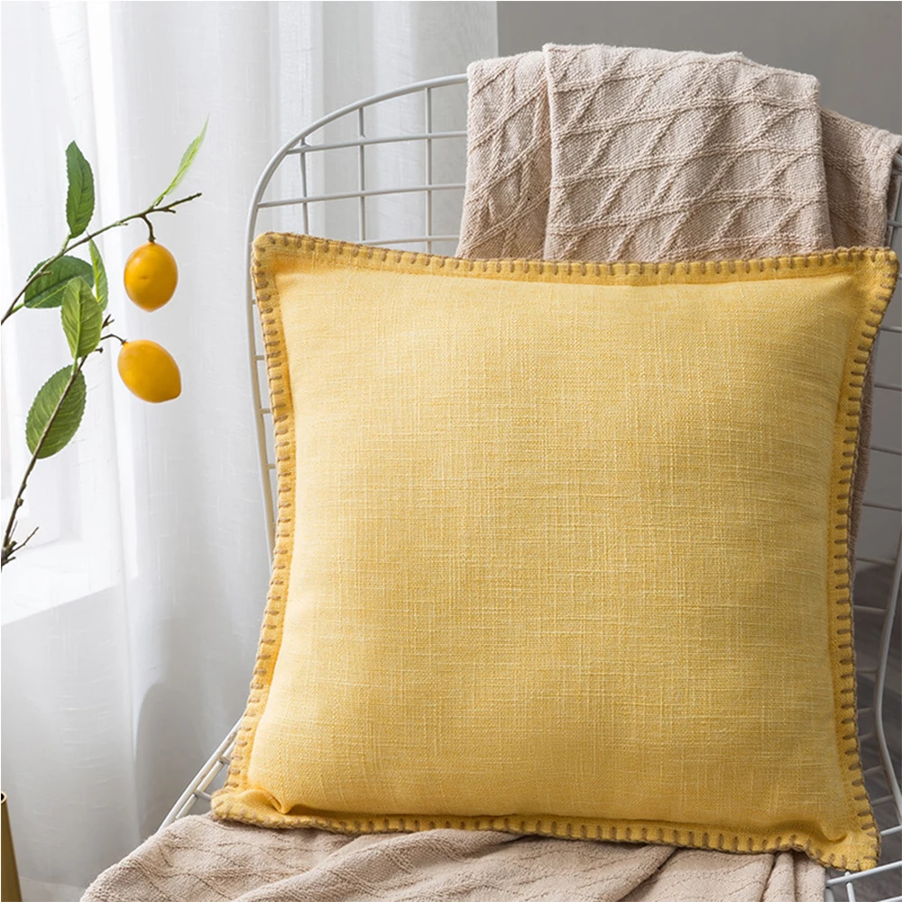 Decorative Throw Pillow Covers Farmhouse Style Trimmed Flange