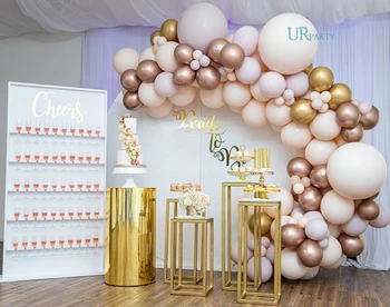 

125 PCS Balloon Garland Maca Cream peach and purple and Chrome glod Balloons Pack for baby shower birthday party decor supplies