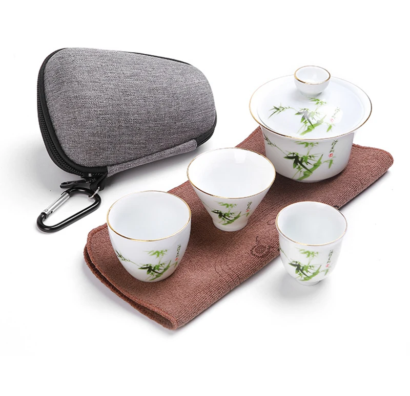 Дорожная сумка китайский чайный набор кунг-фу Gaiwan Чайник чайные чашки ярмарка кружка Чайные Наборы белый керамический Пуэр Чайная Посуда