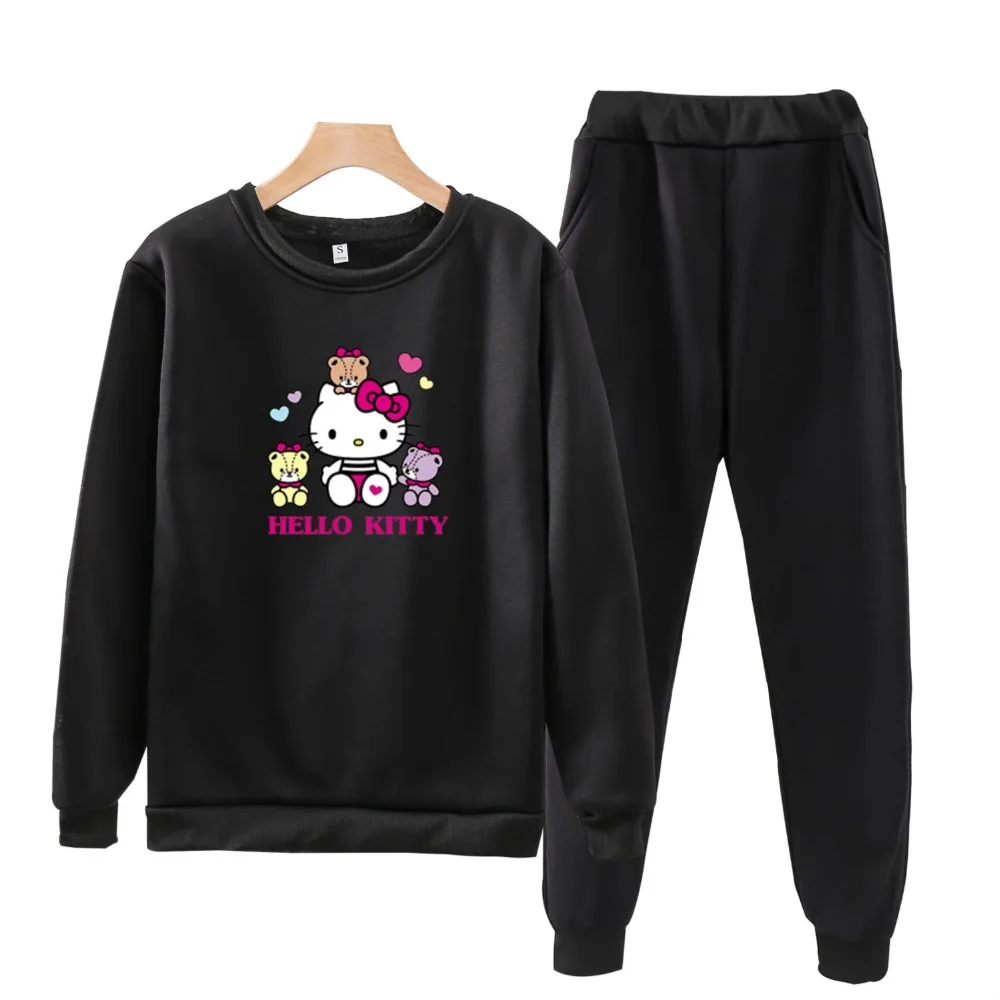 Комплект из двух предметов «hello-kitty», модель года, осенняя Женская куртка с капюшоном, комплект для бега, свободный комплект с капюшоном, p104