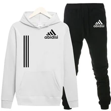 Sportswear Men's And Women's 2-Piece Suit Abidisi Casual Suit Printed Turtleneck Hoodie Sweatshirt Pants Suit Street Sports Suit